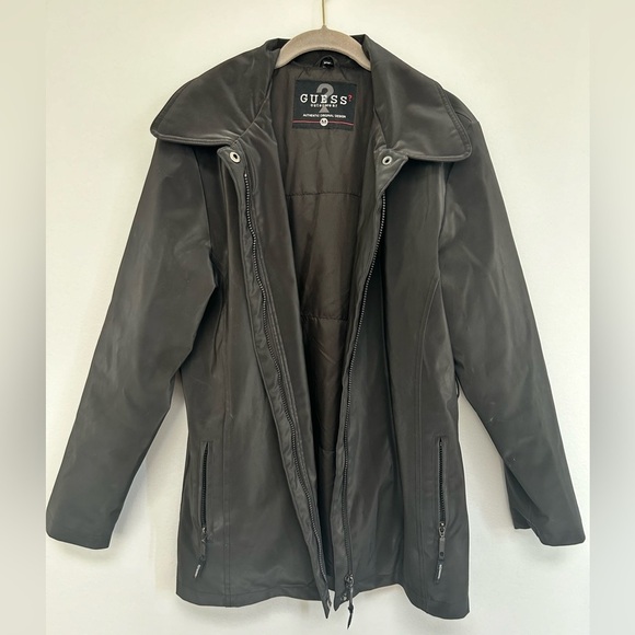 Guess Black Polyvinyl Zipper Jacket size Medium - Picture 3 of 5